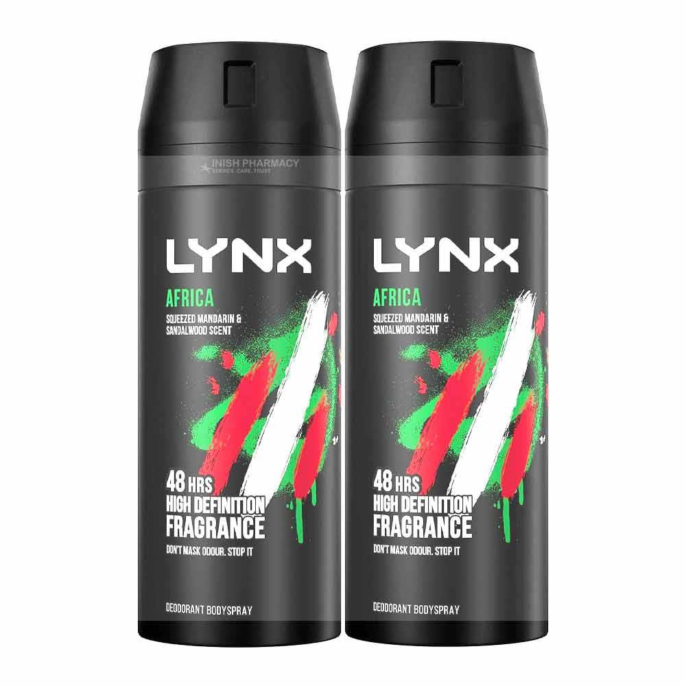 Lynx Africa Fresh Deodorant Bodyspray 150ml Twin Pack