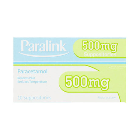 Paralink Paracetamol Suppositories 500mg 10 Pack – provides effective pain relief