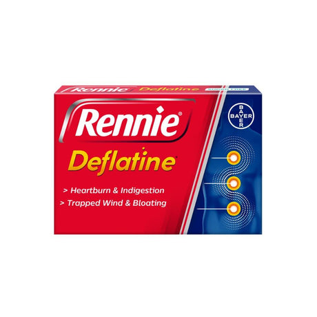 Rennie Deflatine Chewable Sugar Free Mint Tablets 18 Pack – provides effective relief from acid reflux and heartburn