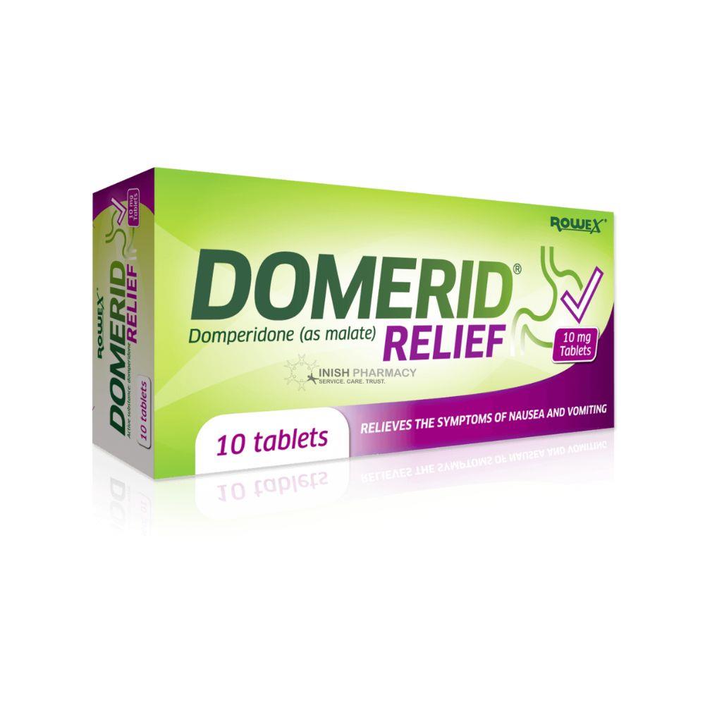 Domerid Relief Domperidone 10mg Tablets For Nausea and Vomiting 10 Pack