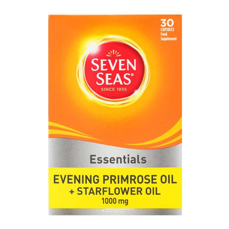 Seven Seas Evening Primrose Oil + Starflower 30 Capsules – evening primrose oil with GLA for hormonal and skin health