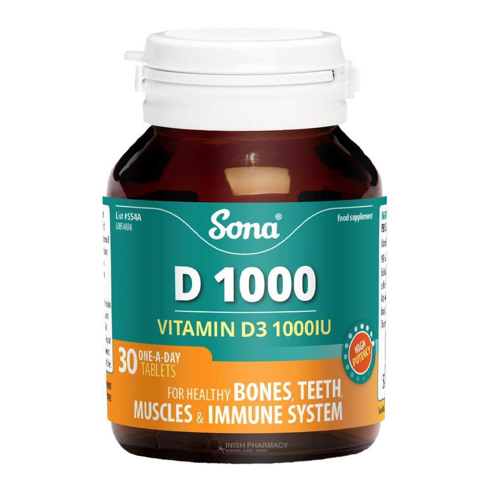 Sona D 1000 Vitamin D3 1000iu 30 Tablets