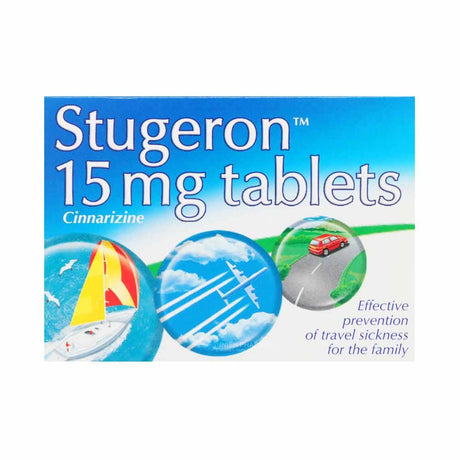 Stugeron 15 mg Cinnarizine Travel Sickness Tablets 15 Pack – relieves nausea and travel sickness