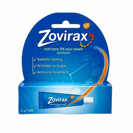 Zovirax Cold Sore Cream 2g Tube – treats and heals cold sores fast
