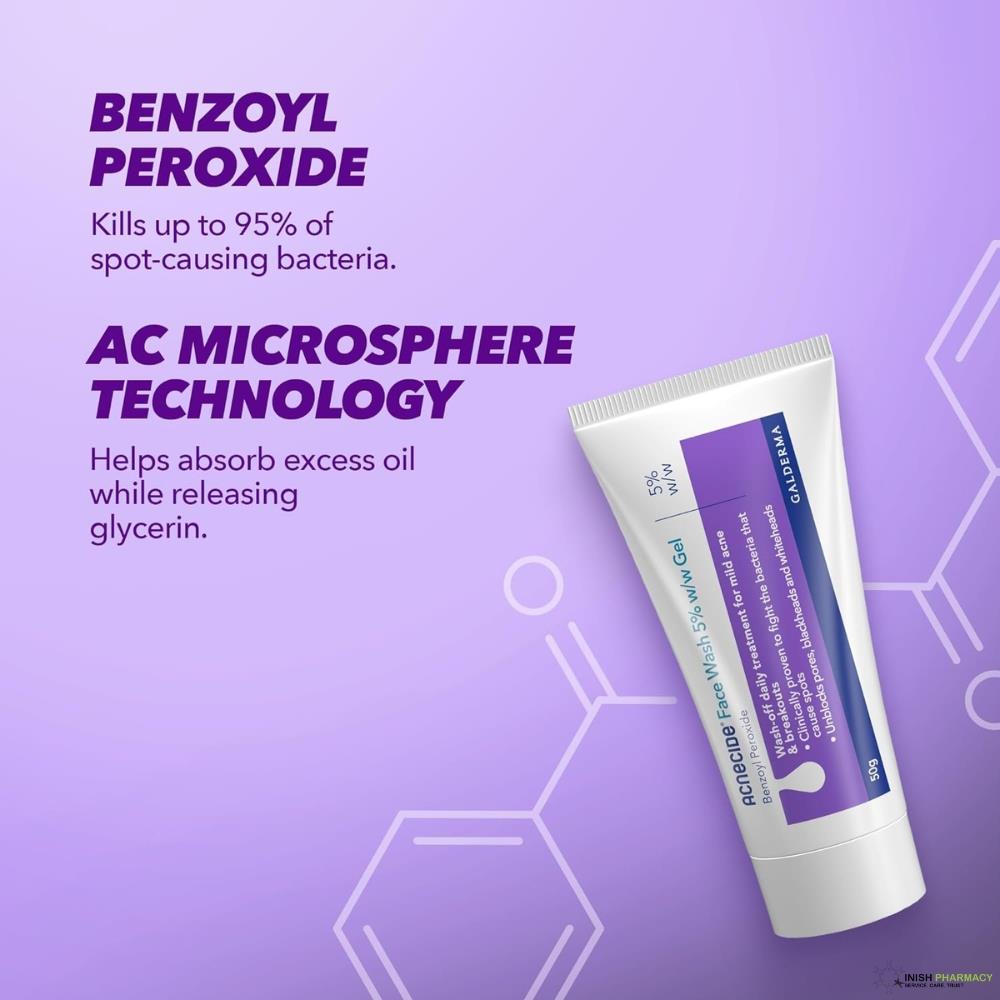 Acnecide 5% Benzoyl Peroxide Acne Treatment Wash Gel 50g