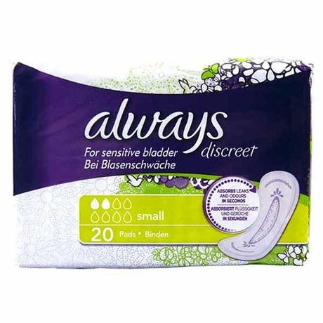 Always Discreet For Sensitive Bladder Small Pads 20 Pack – for comfortable, secure period protection