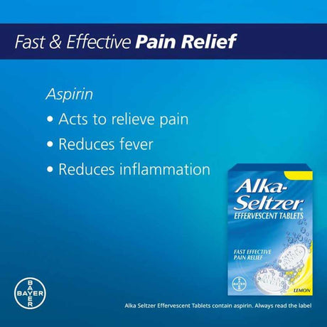 Alka-Seltzer Effervescent Tablets Lemon Flavour 20 Pack