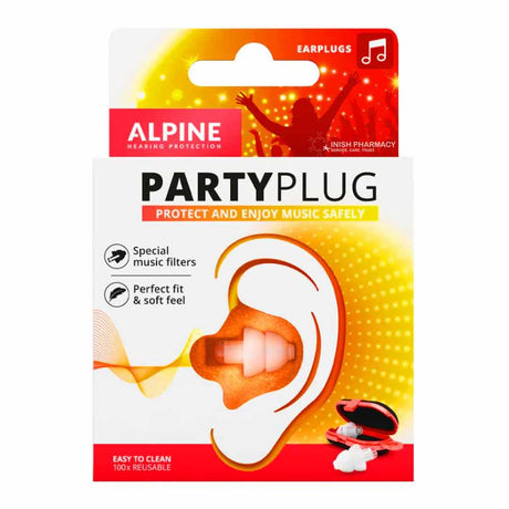Alpine PartyPlug Earplugs Special Music Filters & Free Minibox – relieves nausea and travel sickness
