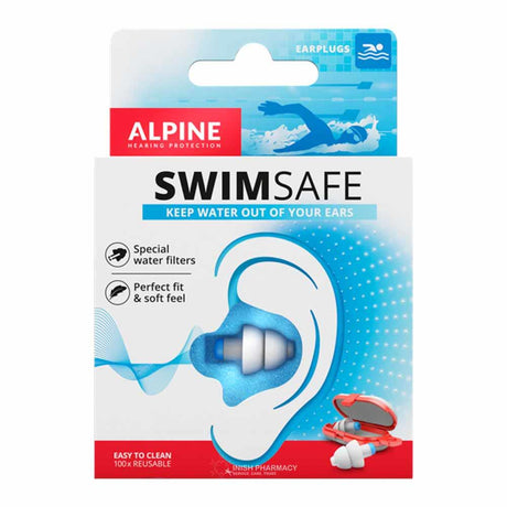 Alpine SwimSafe Earplugs Special Water Filters & Free Minibox – for gentle ear care and hygiene
