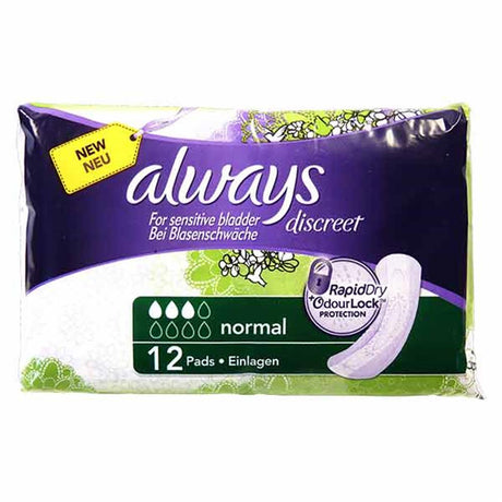 Always Discreet For Sensitive Bladder Normal Pads 12 Pack – for comfortable, secure period protection