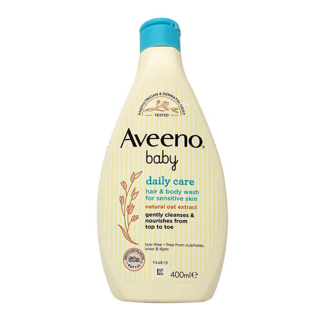 Aveeno Baby Daily Care Hair & Body Wash 400ml – a soap-free wash gentle enough for newborn skin