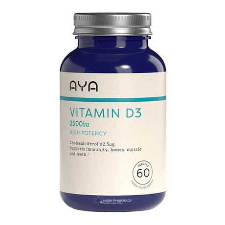 AYA Vitamin D3 2500iu Tablets 60 Tablets – vitamin D3 to support bones, muscles and immunity