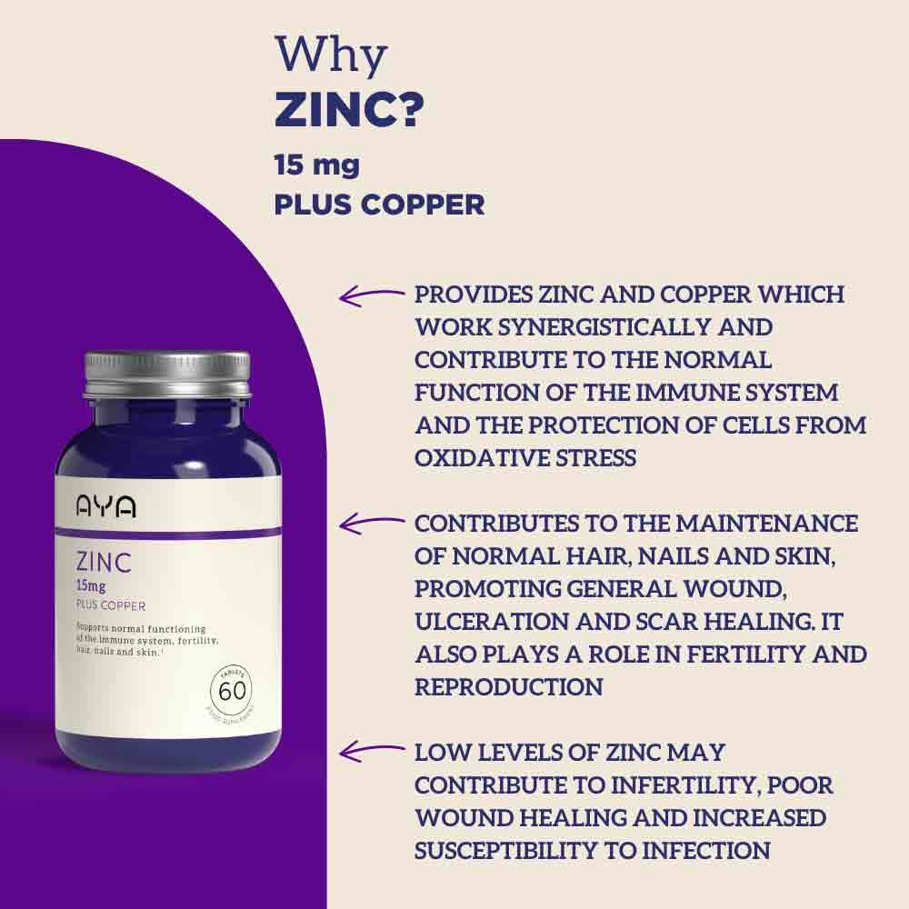 AYA Zinc Oxide 15mg Tablets with Copper 60 Pack – Inish Pharmacy