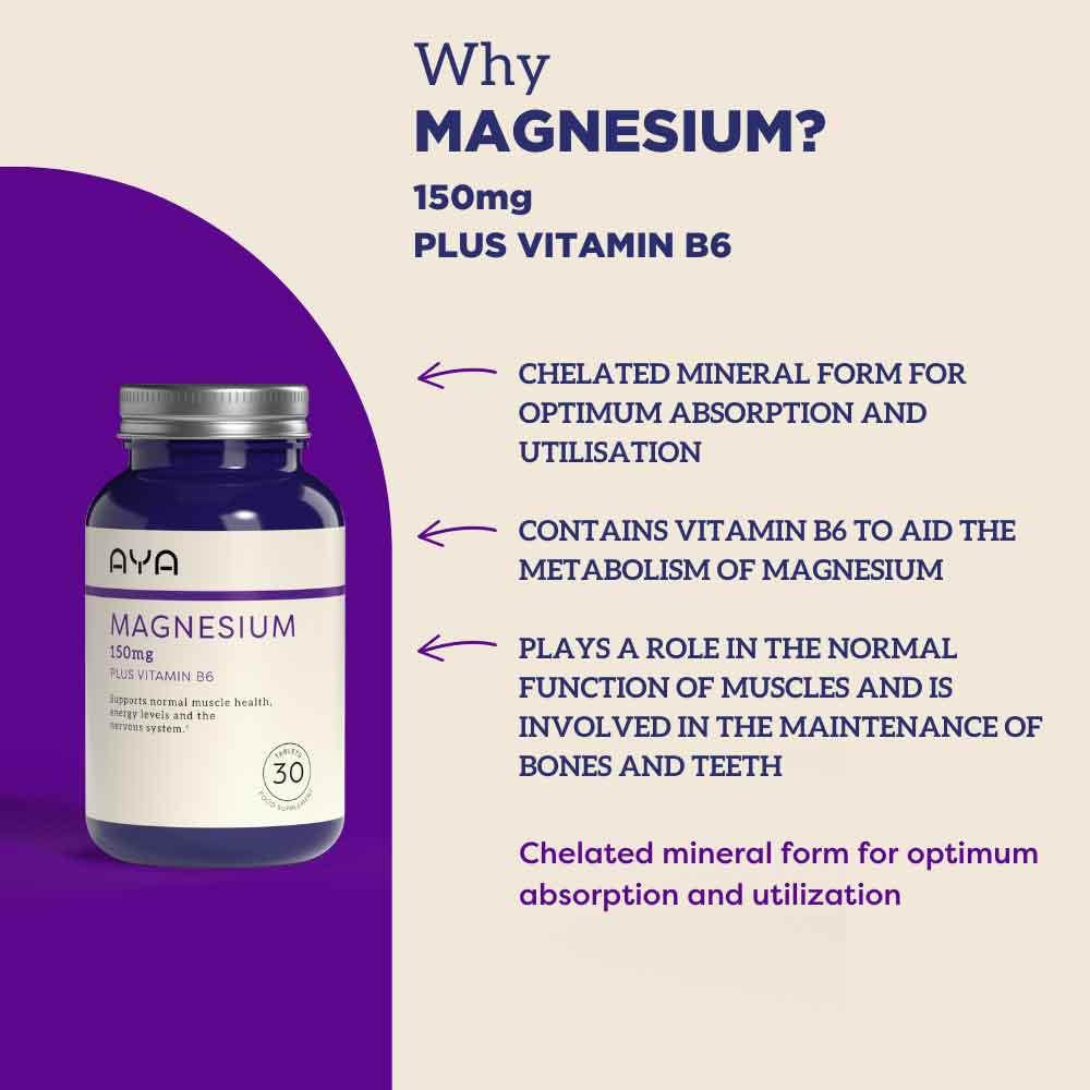 AYA Magnesium 150mg Tablets with B6 30 Pack