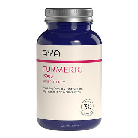 AYA Turmeric 15000 High Potency 30 Tablets – turmeric with curcumin for natural anti-inflammatory support