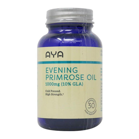 Aya Evening Primrose Oil 1000mg (10% GLA) 30 Capsules – evening primrose oil with GLA for hormonal and skin health
