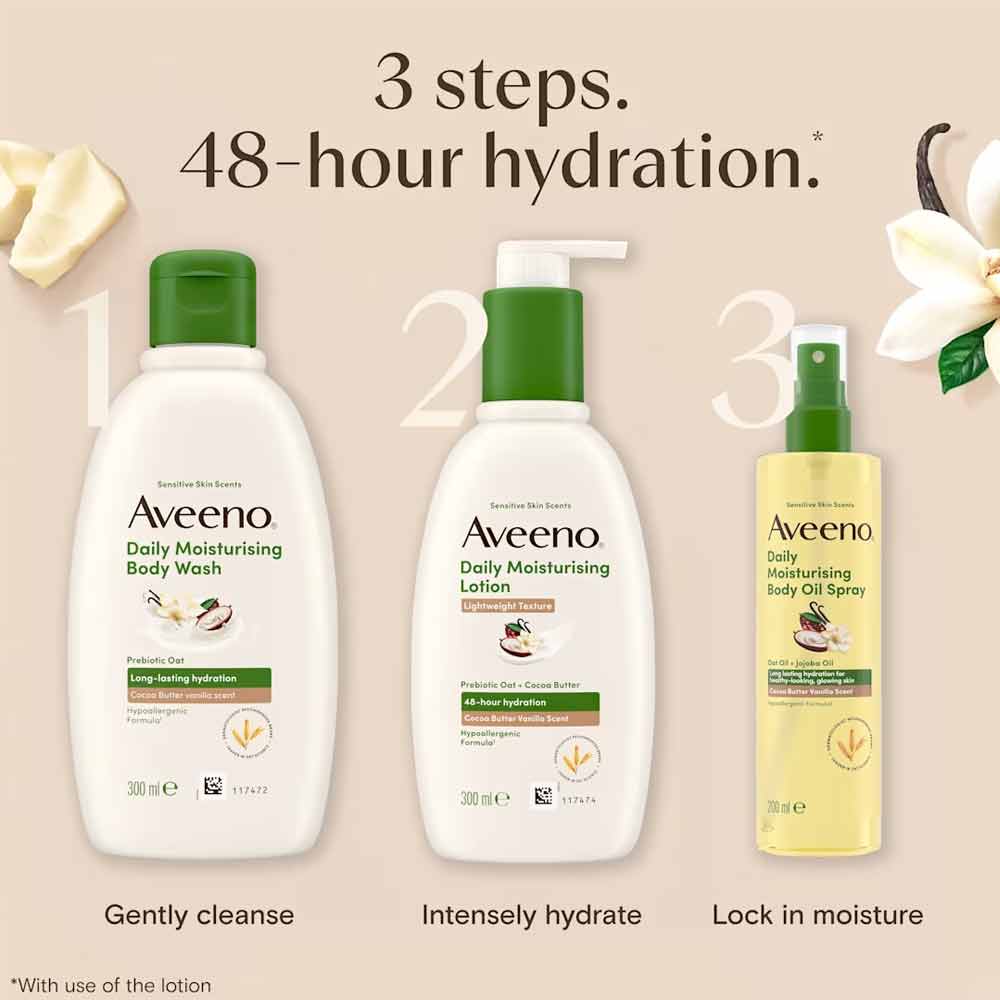 Aveeno Daily Moisturising Body Oil Spray Cocoa Butter Vanilla Scent 200ml