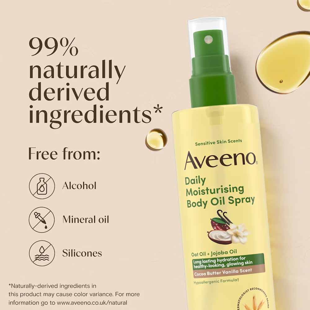 Aveeno Daily Moisturising Body Oil Spray Cocoa Butter Vanilla Scent 200ml