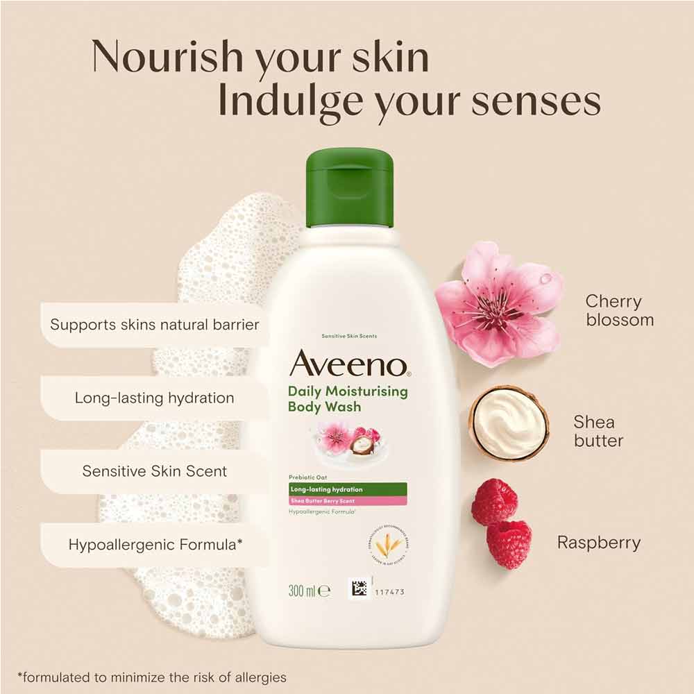 Aveeno Daily Moisturising Body Wash Berry Scent 300ml
