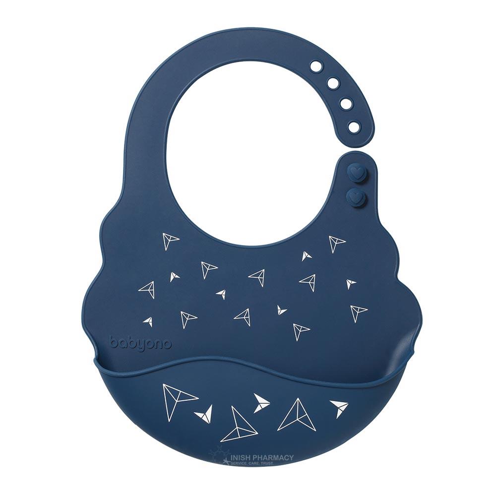 Babyono Silicone Baby Bib with Adjustable Clasp Navy