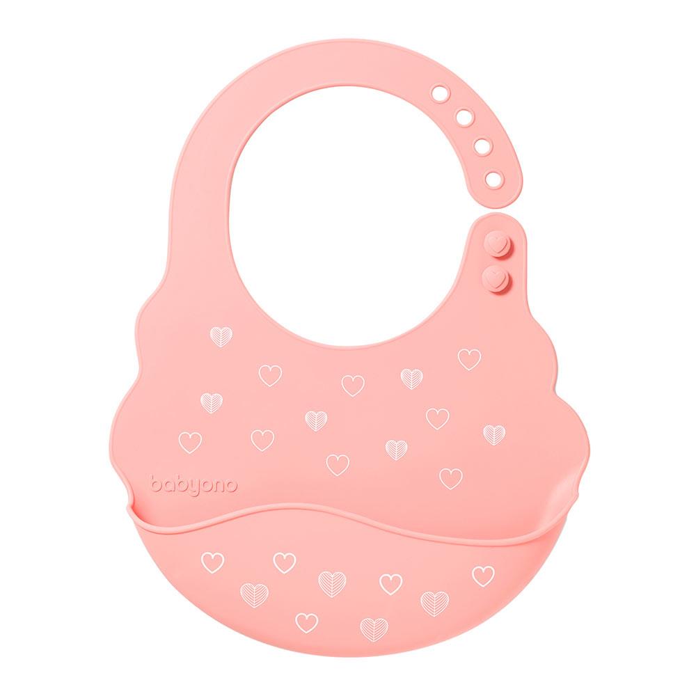 Babyono Silicone Baby Bib with Adjustable Clasp Pink