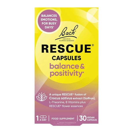 Bach Rescue Remedy Balance & Positivity Capsules 30 Pack – Bach Rescue Remedy for emotional balance and calm