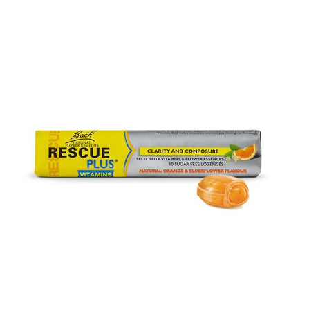 Bach Rescue Plus Lozenges Orange & Elderflower Flavour 10 Pack – Bach Rescue Remedy for emotional balance and calm