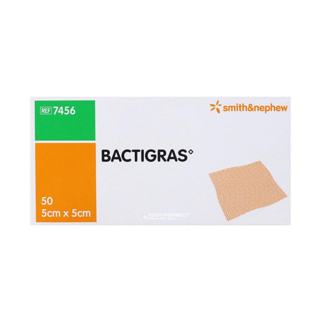BACTIGRAS Cotton Gauze Paraffin Dressing 5cm x 5cm Pack of 50 – cleans and protects wounds