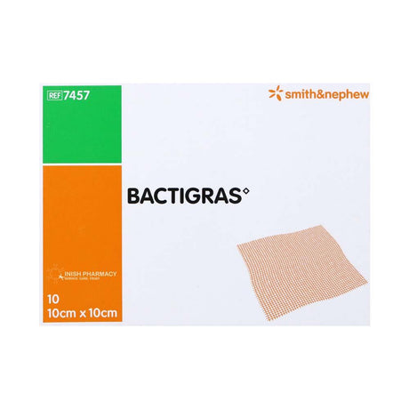 BACTIGRAS Cotton Gauze Paraffin Dressing 10cm x 10cm Pack of 10 – cleans and protects wounds