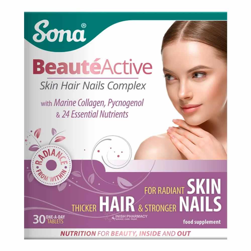 Sona BeauteActive 30 Tablets – with biotin and key nutrients for hair, skin and nails