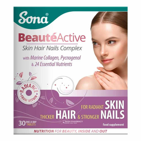 Sona BeauteActive 30 Tablets – with biotin and key nutrients for hair, skin and nails