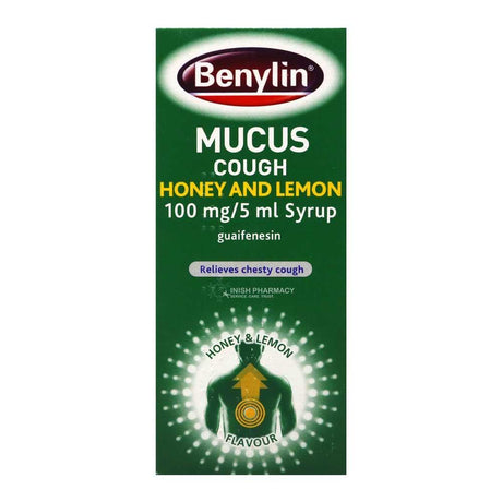 Benylin Mucus Cough Honey & Lemon Syrup 150ml – soothes and relieves persistent coughs