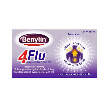 Benylin 4 Flu Tablets 24 Pack – soothes and relieves persistent coughs