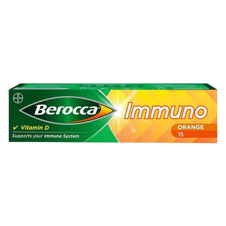 Berocca Immuno Sugar-Free Orange Effervescent Tablets 15 Pack – to support energy & mental focus