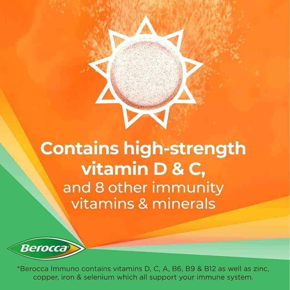 Berocca Immuno Sugar-Free Orange Effervescent Tablets 30 Pack