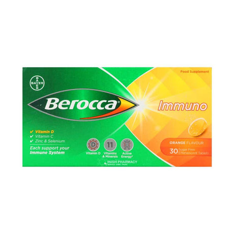 Berocca Immuno Sugar-Free Orange Effervescent Tablets 30 Pack – to support energy & mental focus