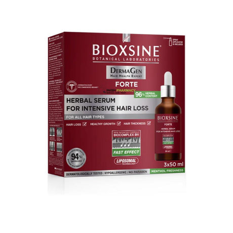Bioxsine Forte Herbal Serum For Hair Loss 3x50ml – helps reduce hair loss and support regrowth