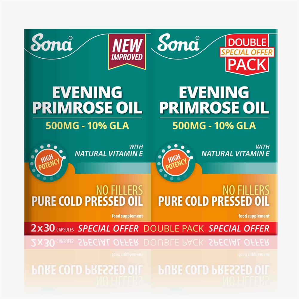 Sona Super Evening Primrose Oil 500mg 30 Capsules Twin Pack