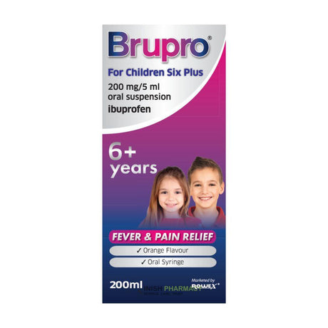 Brupro Ibuprofen For Children Six Plus 200mg 200ml – a trusted essential for mother and baby care