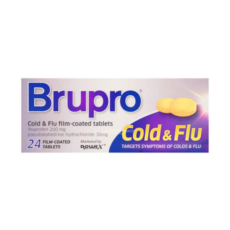Brupro Ibuprofen Cold & Flu 24 Tablets – relieves cold and flu symptoms