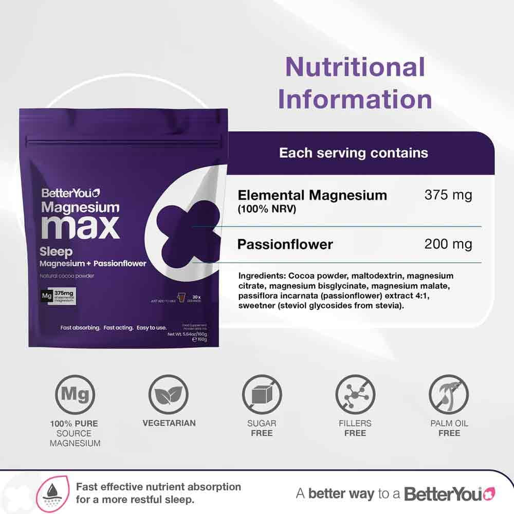 BetterYou Magnesium Max Sleep Powder 160g
