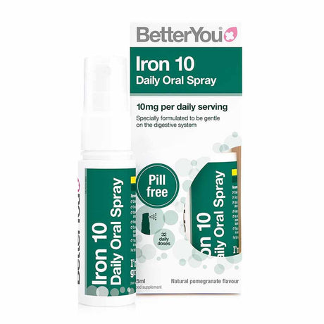 BetterYou Iron 10mg Daily Oral Spray 25ml – iron to support healthy red blood cell formation
