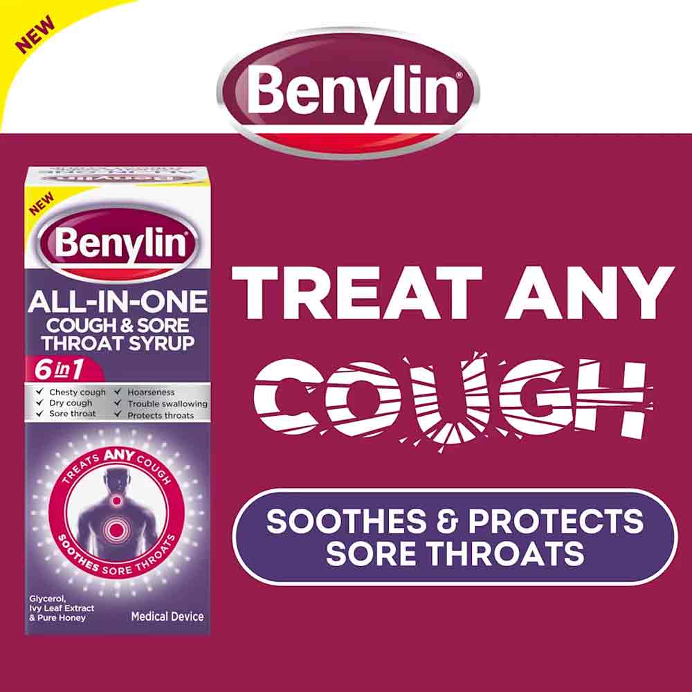 Benylin All-In-One Cough & Sore Throat Syrup 150ml