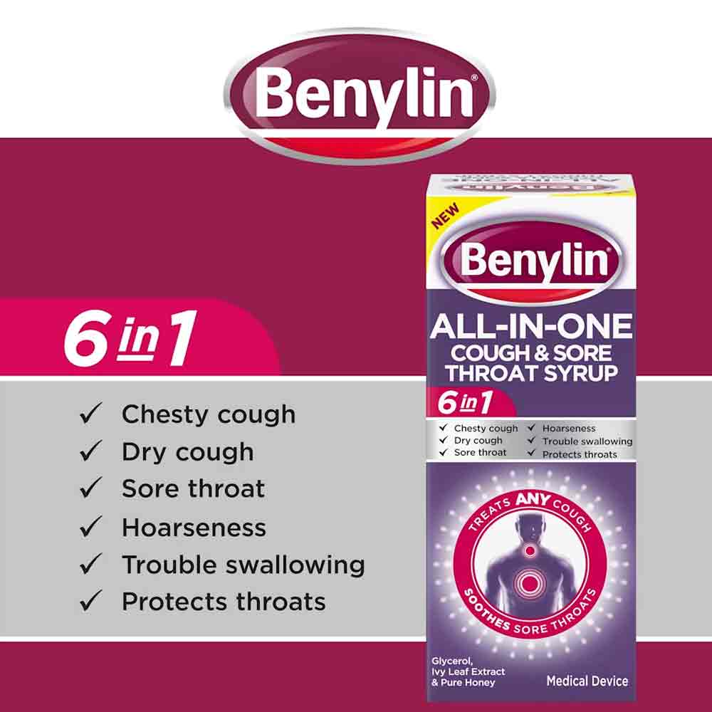 Benylin All-In-One Cough & Sore Throat Syrup 250ml