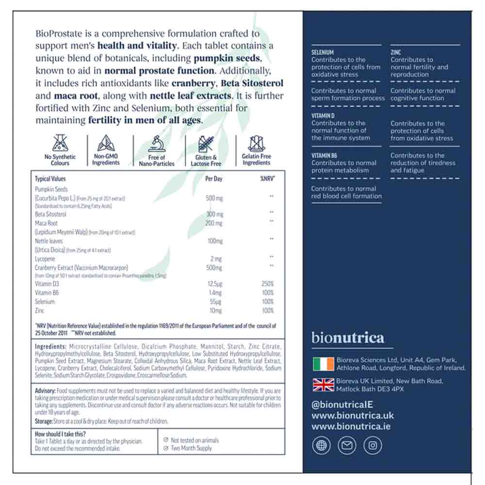 Bionutrica BioProstate Food Supplement 60 Tablets