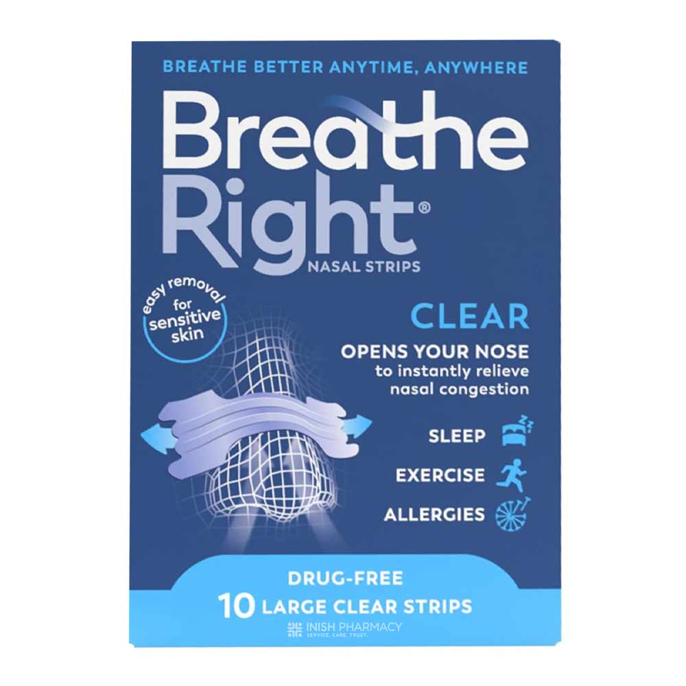 Breathe Right Clear Nasal Strips Large 10 Pack – relieves nasal congestion and sinus pressure