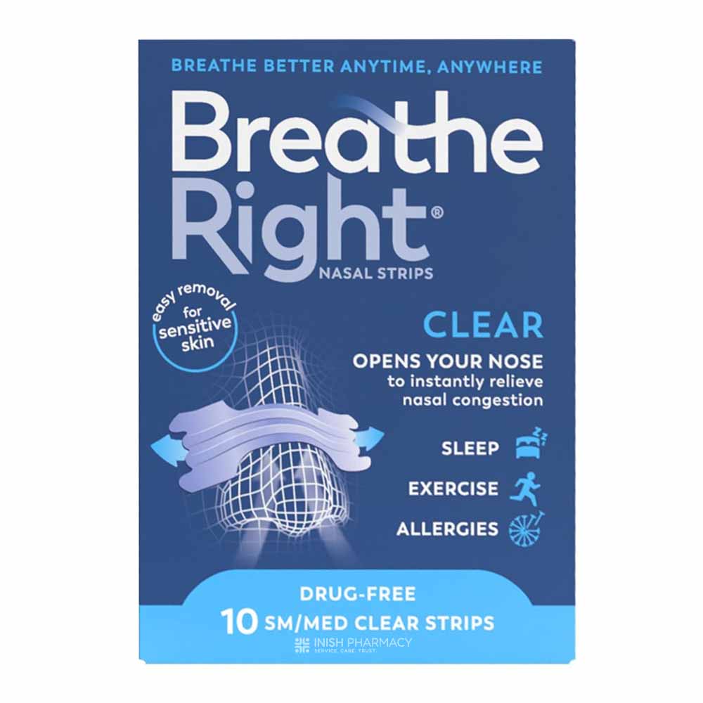 Breathe Right Clear Nasal Strips Small/Medium 10 Pack – relieves nasal congestion and sinus pressure