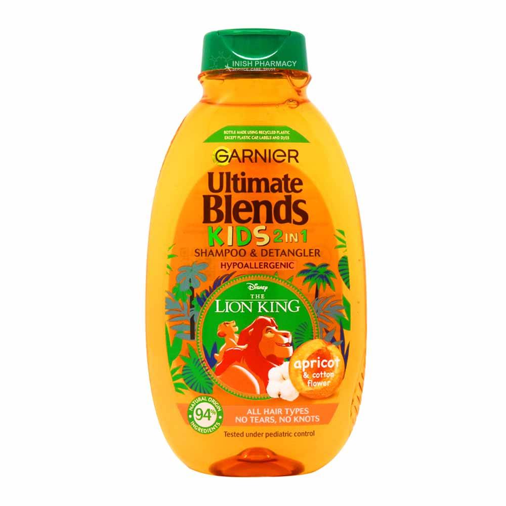 Garnier Ultimate Blends Kids 2 in 1 Apricot Shampoo & Detangler 250ml – gently detangles and smooths unruly hair