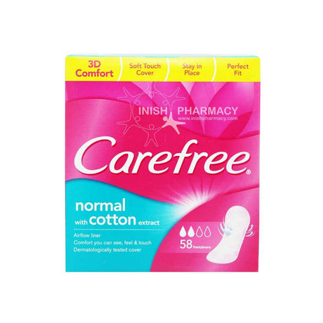 Carefree Pantyliners 3D Comfort Normal with Cotton Extract 56 Pack – for light, everyday feminine freshness