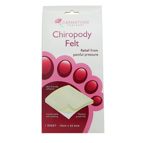 Carnation Chiropody Felt Large 1 Sheet 10cm x 22.5cm – for everyday foot care and comfort